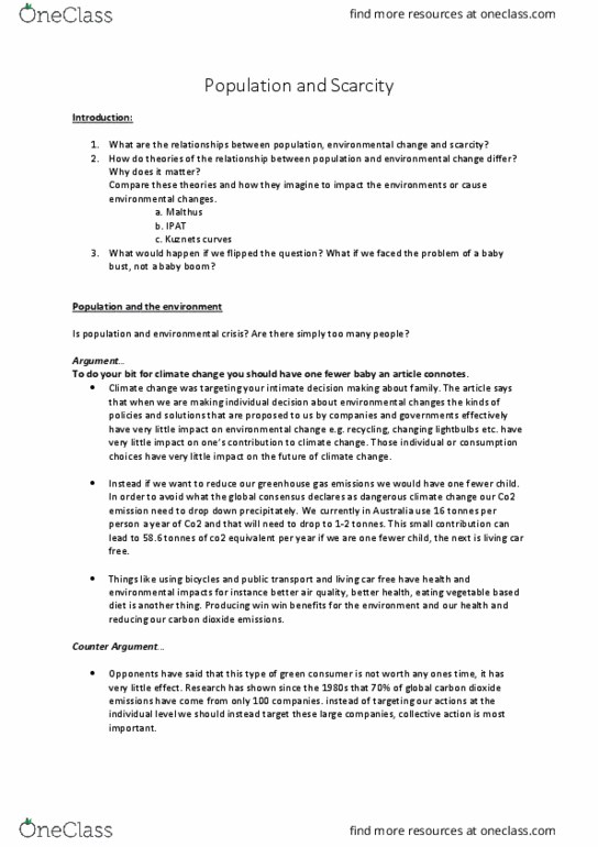 GEOS2121 Lecture Notes - Lecture 11: Avoiding Dangerous Climate Change, Kuznets Curve, Water Scarcity thumbnail