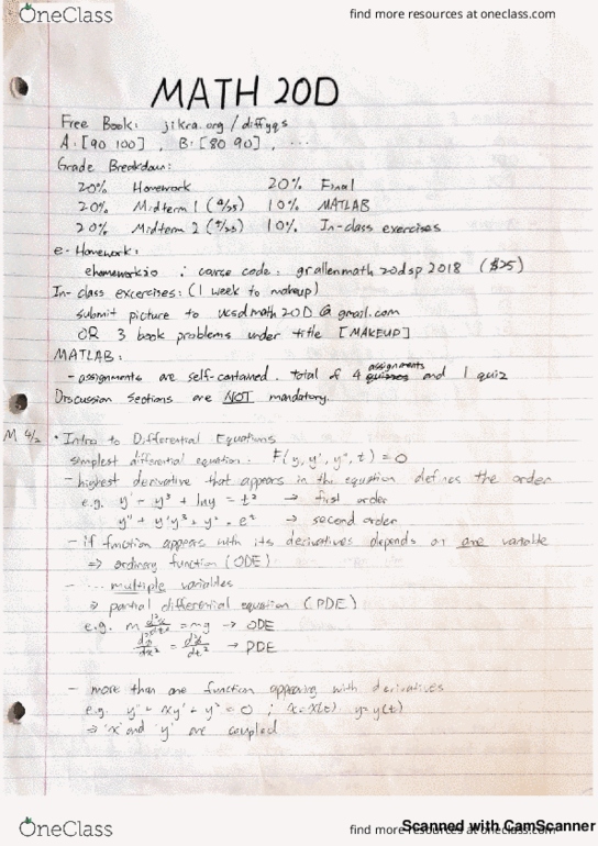 MATH 20D Chapter Up to Midterm 2: Math 20D Notes thumbnail