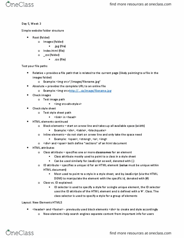 CCT260H5 Lecture Notes - Lecture 5: Html Attribute, Creative Commons, Xml thumbnail