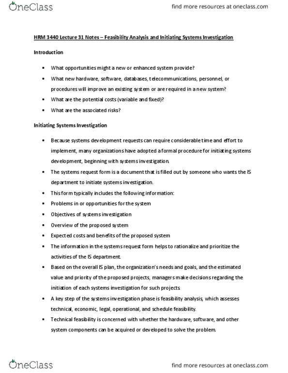 HRM 3440 Lecture Notes - Lecture 31: Cash Flow thumbnail