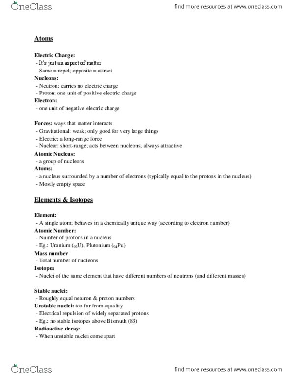 NATS 1760 Lecture Notes - Lecture 7: Thorium, Mass Number, Exponential Decay thumbnail