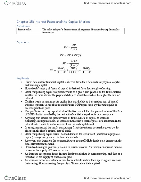 ECON-1006EL Chapter 15: Interest Rates and the Capital Market thumbnail