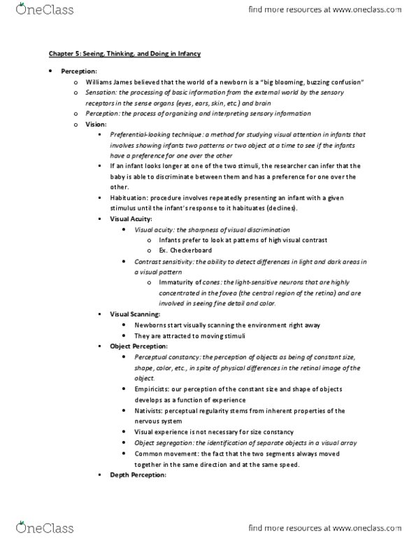 01:830:331 Chapter Notes - Chapter 5: Binocular Disparity, Visual Acuity, Primitive Reflexes thumbnail