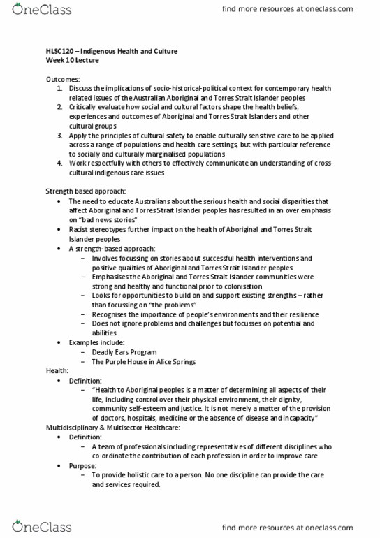 HLSC120 Lecture Notes - Lecture 10: Health Promotion thumbnail