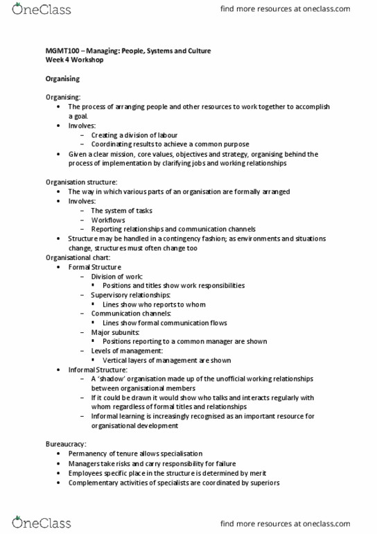 MGMT100 Lecture Notes - Lecture 4: Informal Learning, Job Enrichment thumbnail