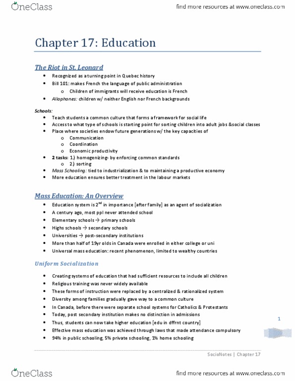 SOCA02H3 Chapter Notes - Chapter 17: Ernest Gellner, Assortative Mating, Charter Of The French Language thumbnail