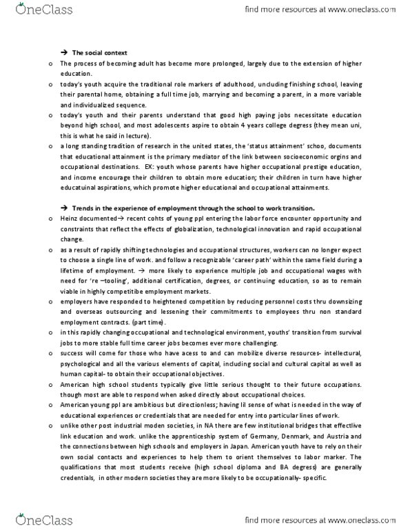 SOC101Y1 Lecture Notes - Demography Of The United States, Status Attainment, Cultural Capital thumbnail