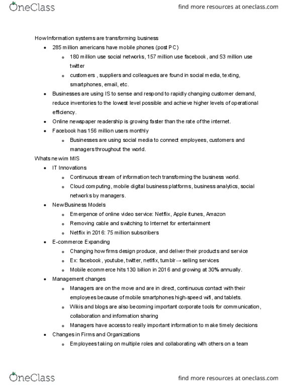 SMG IS 223 Lecture Notes - Lecture 1: Online Newspaper, Business Analytics, Netflix thumbnail