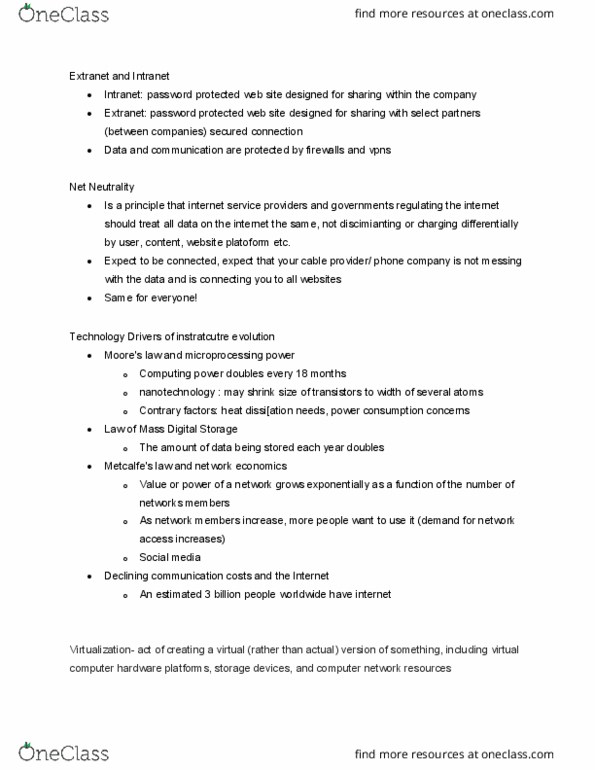 SMG IS 223 Lecture Notes - Lecture 2: Extranet, Intranet, Computer Network thumbnail