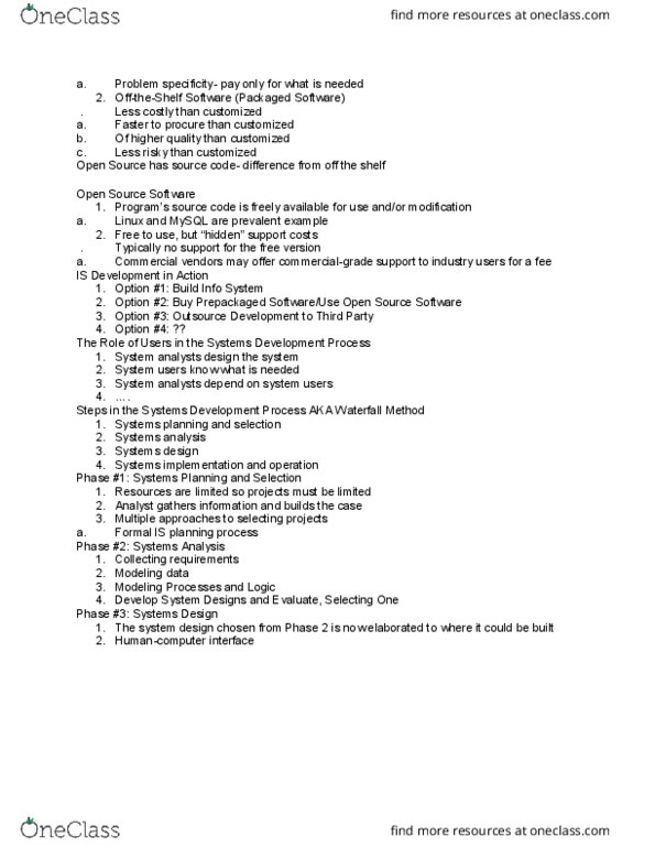 SMG IS 223 Lecture Notes - Lecture 9: Mysql, Systems Design, Systems Analysis thumbnail