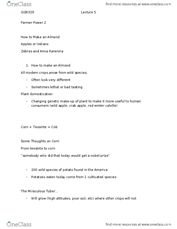 GGR329H5 Lecture Notes - Seed Dispersal, Amygdalin, Fertile Crescent thumbnail