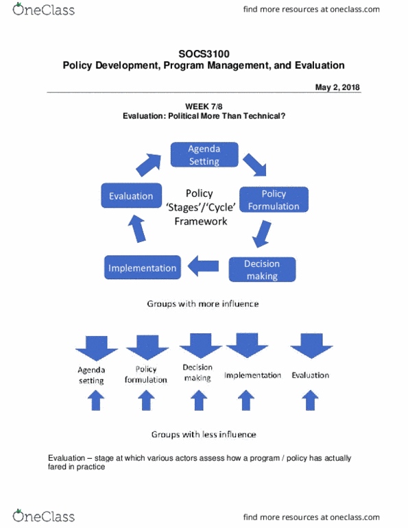 SOCS3100 Lecture Notes - Lecture 8: Policy, Formal Methods, Eval thumbnail