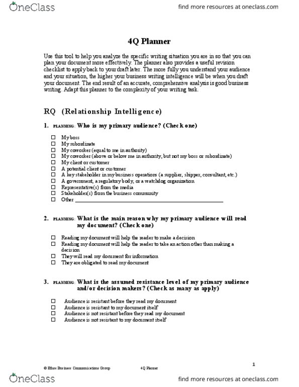 BUS 360W Lecture Notes - Lecture 10: Plain English thumbnail