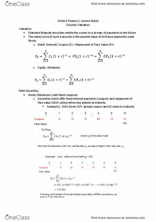 EFB210 Lecture Notes - Lecture 4: Dividend Yield, Debenture, Weighted Arithmetic Mean thumbnail