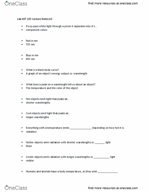 ASTR 105 Lecture Notes - Lecture 14: Doppler Effect, Blueshift thumbnail