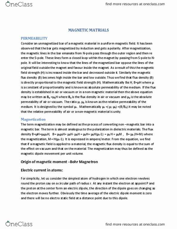 PHYS 260 Lecture Notes - Lecture 3: Spin Magnetic Moment, Azimuthal Quantum Number, Gyromagnetic Ratio thumbnail