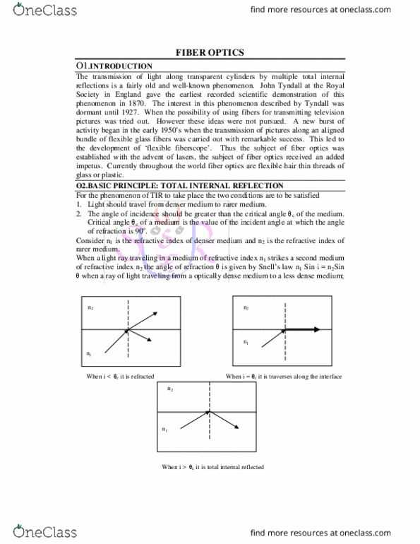 PHYS 260 Lecture Notes - Lecture 6: Total Internal Reflection, Fiberscope, Optics Algorithm thumbnail