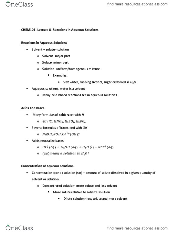 CHEM101 Lecture Notes - Lecture 8: Stoichiometry, Molar Mass, Conversion Of Units thumbnail