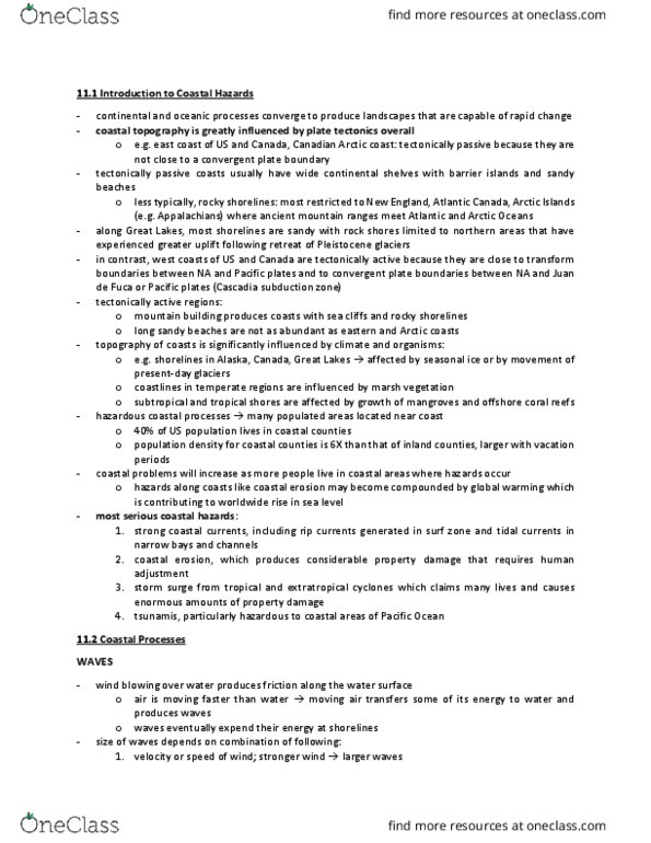 GEOL 106 Lecture Notes - Lecture 23: Cascadia Subduction Zone, Convergent Boundary, Coastal Hazards thumbnail