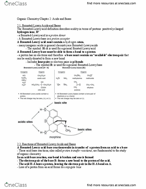 CHEM 127 Lecture Notes - Lecture 1: Organic Chemistry, Pi Bond, Conjugate Acid thumbnail
