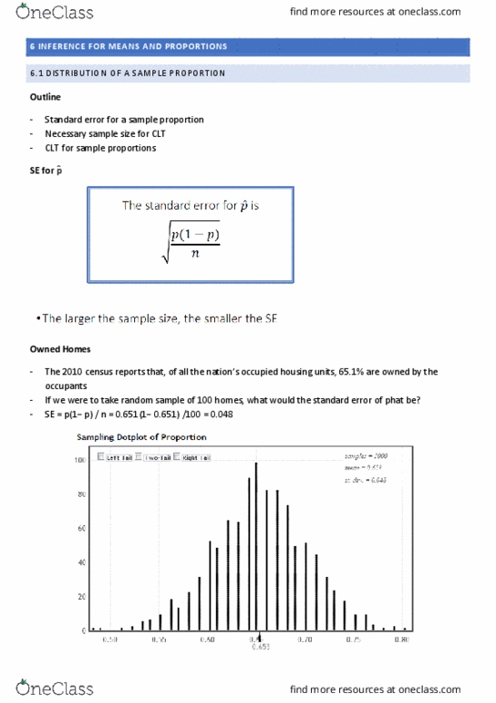 STAT1008 Lecture Notes - Lecture 6: Confidence Interval, Junk Food, Null Hypothesis thumbnail