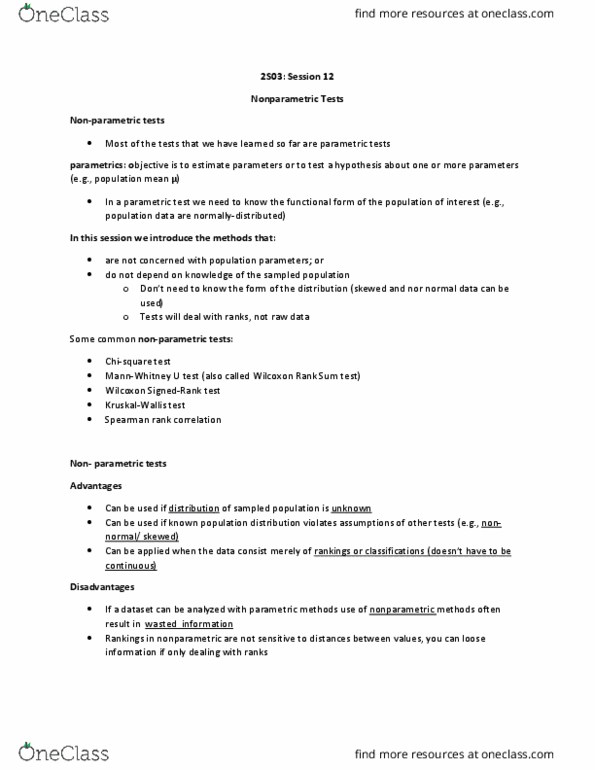 HTHSCI 2S03 Lecture Notes - Lecture 8: Contingency Table, Analysis Of Variance, Parametric Statistics thumbnail