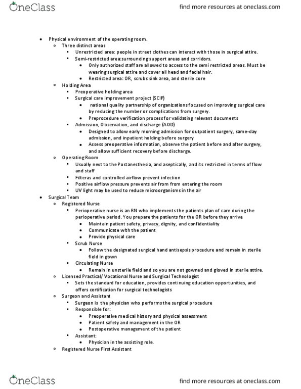 NRS 322 Chapter Notes - Chapter 1: Anesthesiologist, Antiseptic, Anesthesiologist Assistant thumbnail