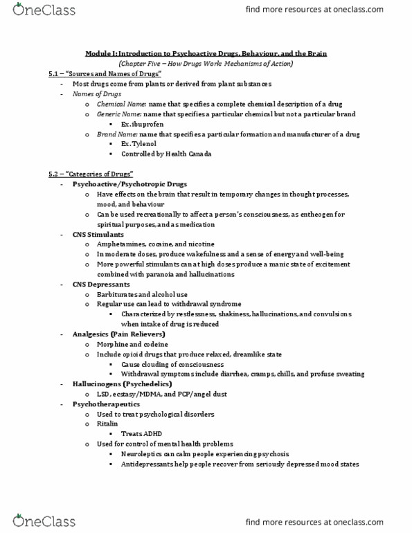 PS268 Chapter Notes - Chapter 5: Pharmacodynamics, Pharmacokinetics, Metabolite thumbnail