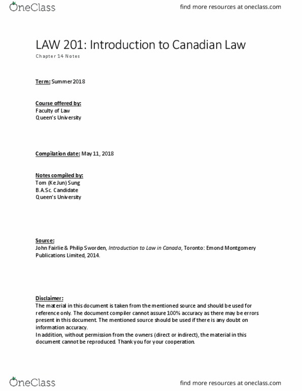 LAW 201 Chapter Notes - Chapter 14: General Medical Services, Bencher, Bachelor Of Applied Science thumbnail