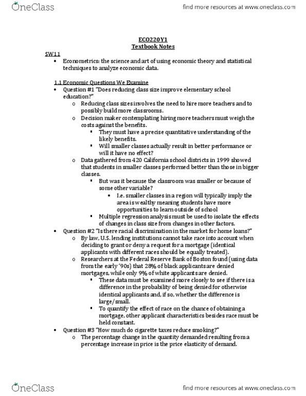 ECO220Y1 Chapter Notes -Econometrics, Regression Analysis, Panel Data thumbnail