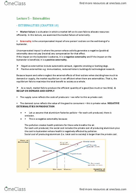23115 Lecture Notes - Lecture 5: Coase Theorem, Demand Curve, Externality thumbnail