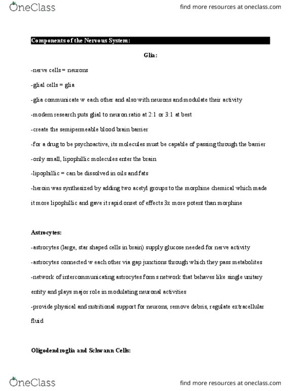 PS268 Chapter Notes - Chapter 4: Morphine, Lipophilicity, Schwann Cell thumbnail