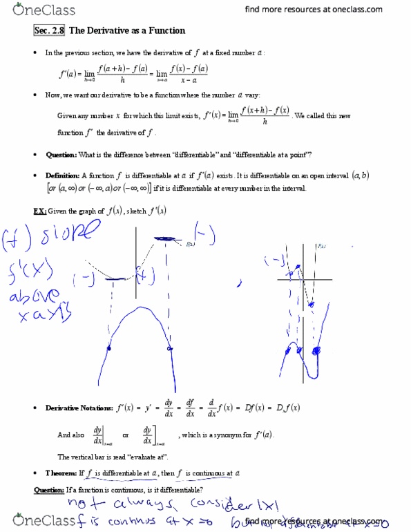 MATH 1225 Lecture Notes - Lecture 5: Second Derivative, Third Derivative, Differentiable Function thumbnail