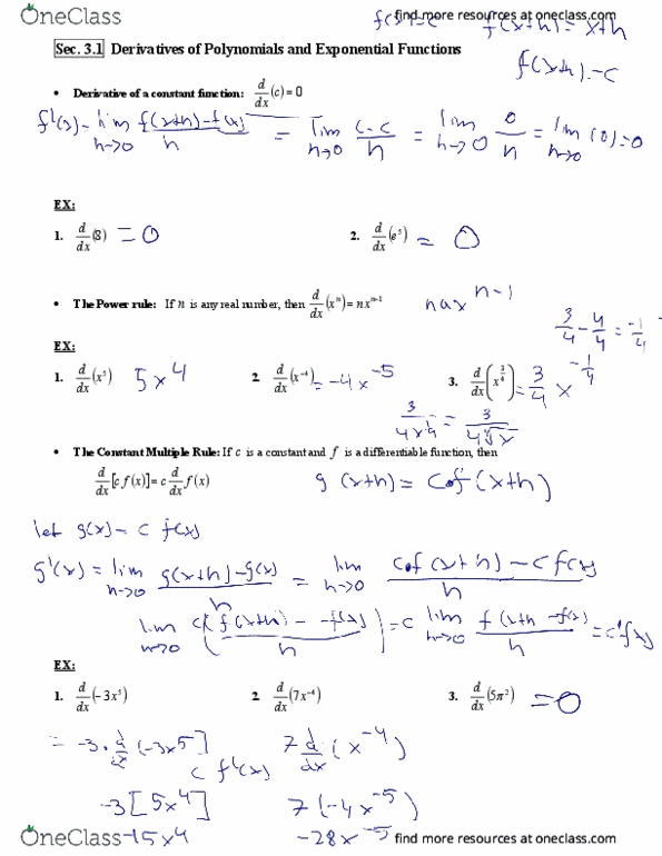 MATH 1225 Lecture Notes - Lecture 8: Differentiable Function, Constant Function, Power Rule thumbnail