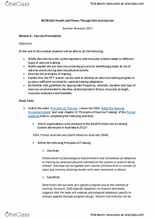 NUTR1023 Lecture Notes - Lecture 6: Muscle Hypertrophy, Acronym, Diminishing Returns thumbnail