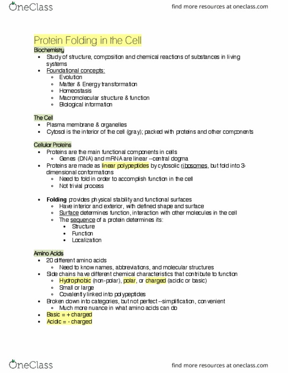 BIOC 212 Lecture Notes - Lecture 1: Ammonia, Hemoglobin, Double Bond thumbnail