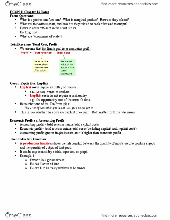 ECON 1 Lecture Notes - Lecture 11: Variable Cost, Fixed Cost, Average Cost thumbnail