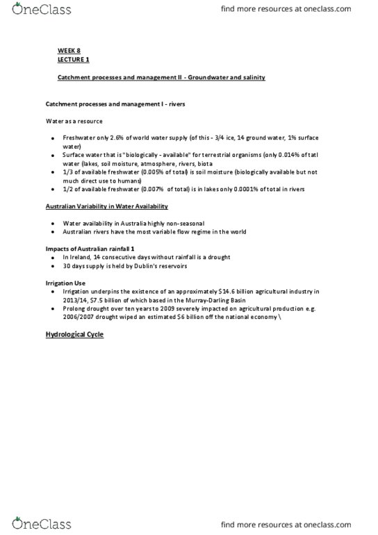 GEOS1100 Lecture Notes - Lecture 8: Canterbury Plains, Sustainable Yield, Southern Tablelands thumbnail