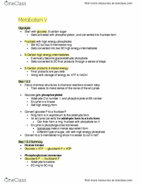 BIOC 212 Lecture Notes - Lecture 43: Triosephosphate Isomerase, Phosphoglycerate Mutase, Triose thumbnail