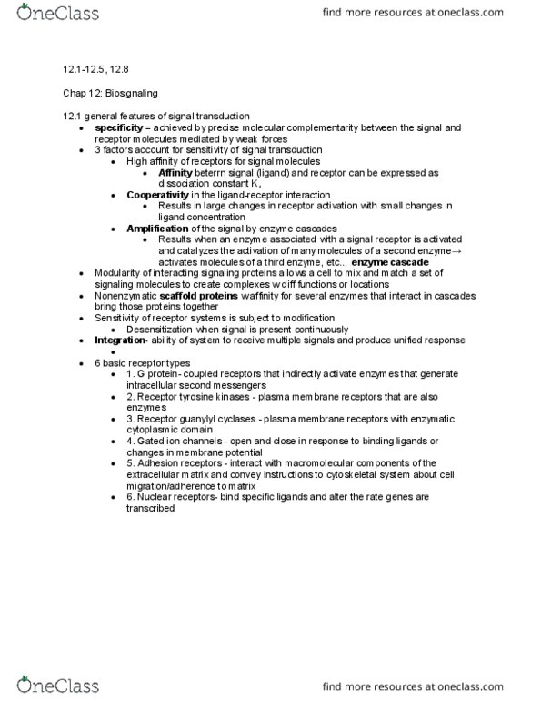 BIOL 301 Chapter Notes - Chapter 12: Cytokine, Adenylyl Cyclase, Atrial Natriuretic Peptide thumbnail