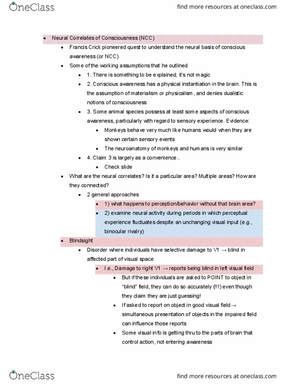 PSYC 215 Lecture Notes - Lecture 21: Two-Streams Hypothesis, Temporal Lobe, Francis Crick thumbnail