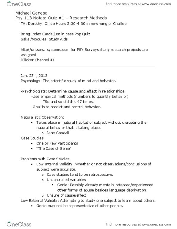 PSY 113 Lecture Notes - Frontal Lobe, Central Nervous System, Peripheral Nervous System thumbnail