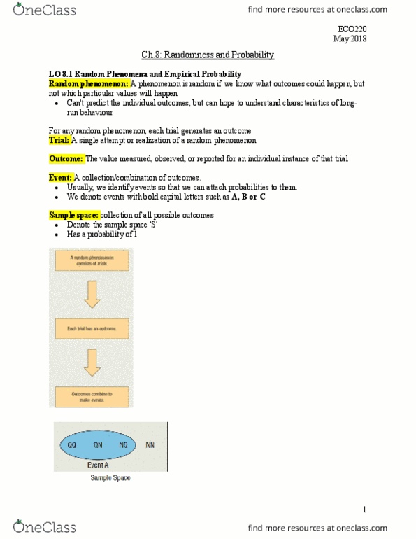 ECO220Y1 Chapter Notes - Chapter 8: Marginal Distribution, Conditional Probability, Sunk Costs thumbnail