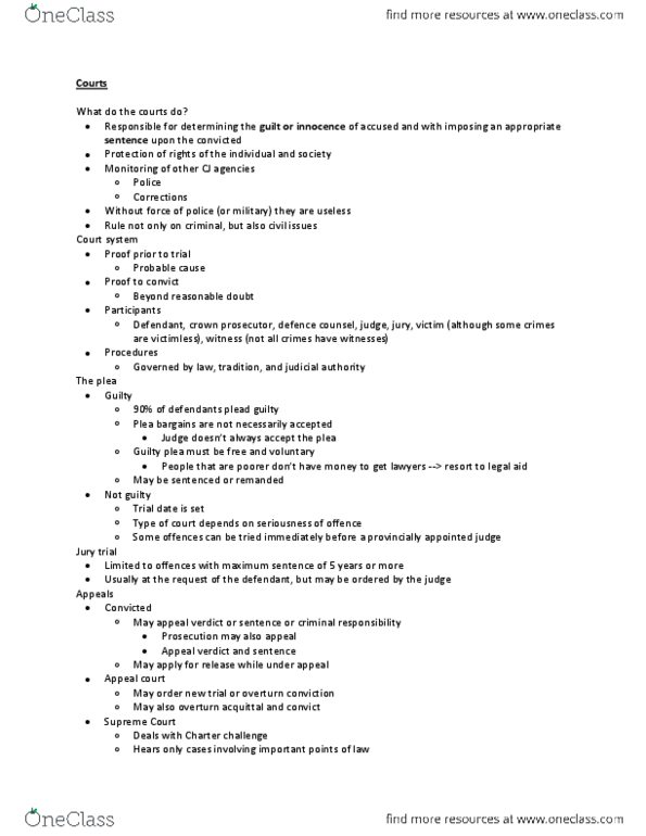 CRM 1300 Lecture Notes - Lecture 7: Jury Trial, Suspended Sentence, Restorative Justice thumbnail