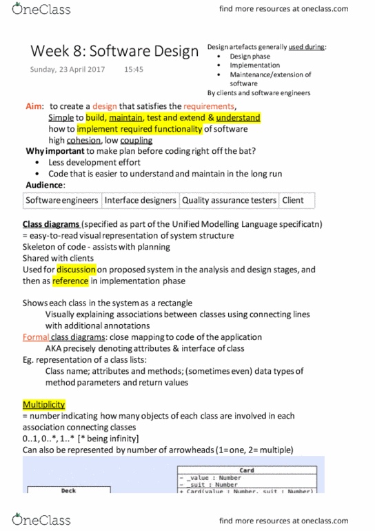 ENG1003 Lecture Notes - Lecture 8: Website Wireframe, Unified Modeling Language, Crystal Computing thumbnail