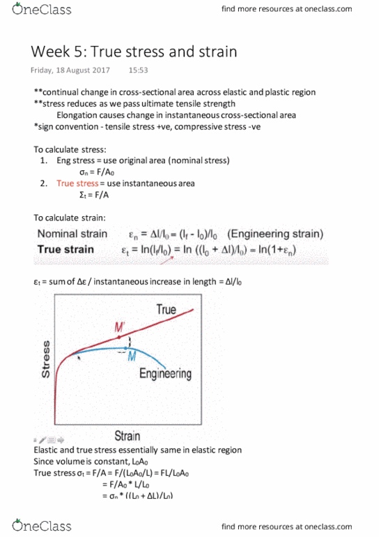 ENG1001 Lecture Notes - Lecture 5: Ultimate Tensile Strength, Stress (Mechanics), Compressive Stress thumbnail