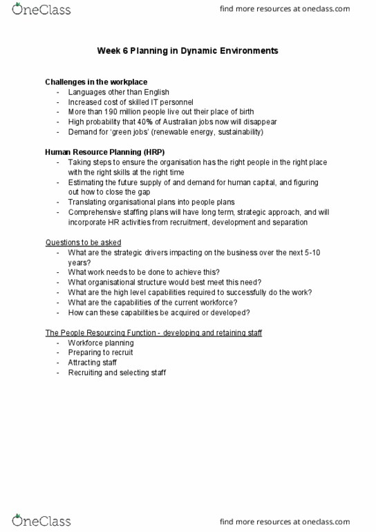 HRM107 Lecture Notes - Lecture 6: Job Analysis, Human Resource Management, Job Evaluation thumbnail