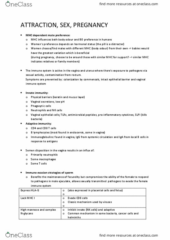 IMM2022 Lecture Notes - Lecture 4: Endometrium, Pre-Eclampsia, Interleukin 2 thumbnail