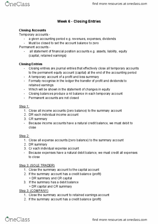 ACCG101 Lecture Notes - Lecture 6: Retained Earnings, Capital Account thumbnail