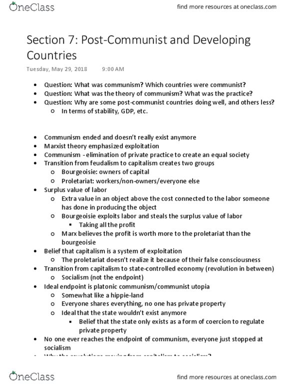 POL S 6 Lecture Notes - Lecture 7: Baltic States, Developing Country, Mikhail Gorbachev thumbnail